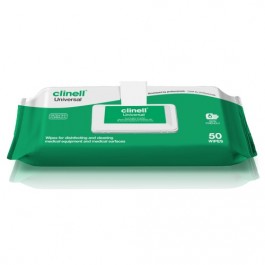 Clinell Universal Sanitising Wipes Clip Pack 50